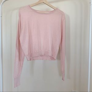 Pink cropped knit top
